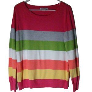 Liz Claiborne Multi-Color Scoop neck Color Block Pullover Sweater Size Large